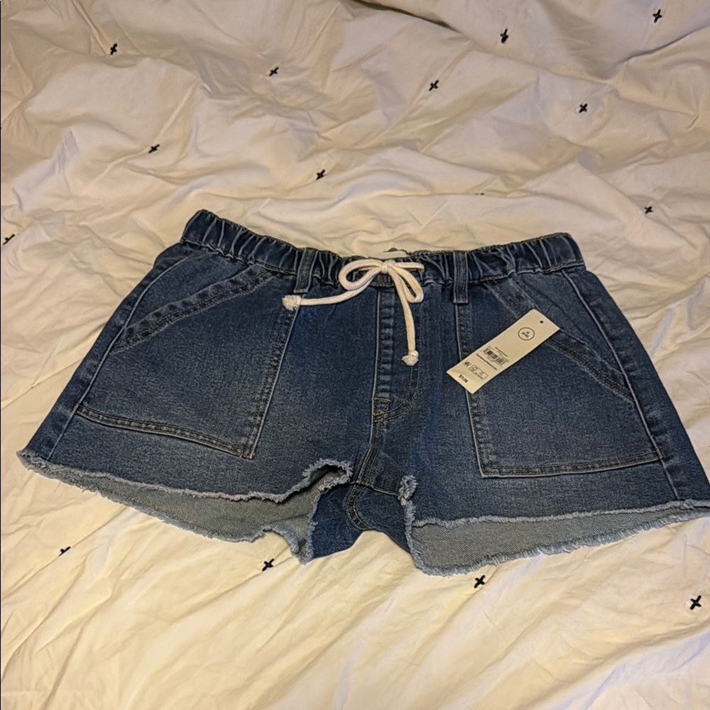 No Boundaries Blue Jean Shorts with Drawstring